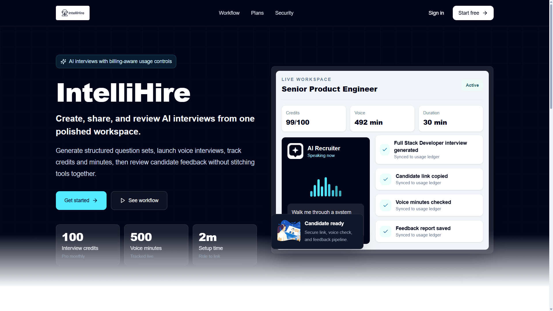 IntelliHire AI Interview Platform preview